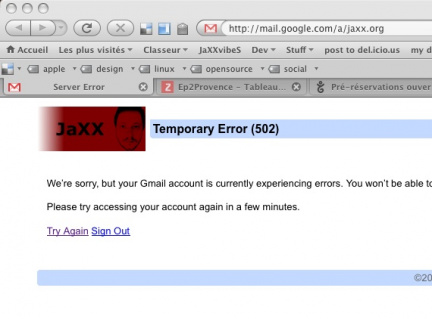 Google Apps Mail Server Error